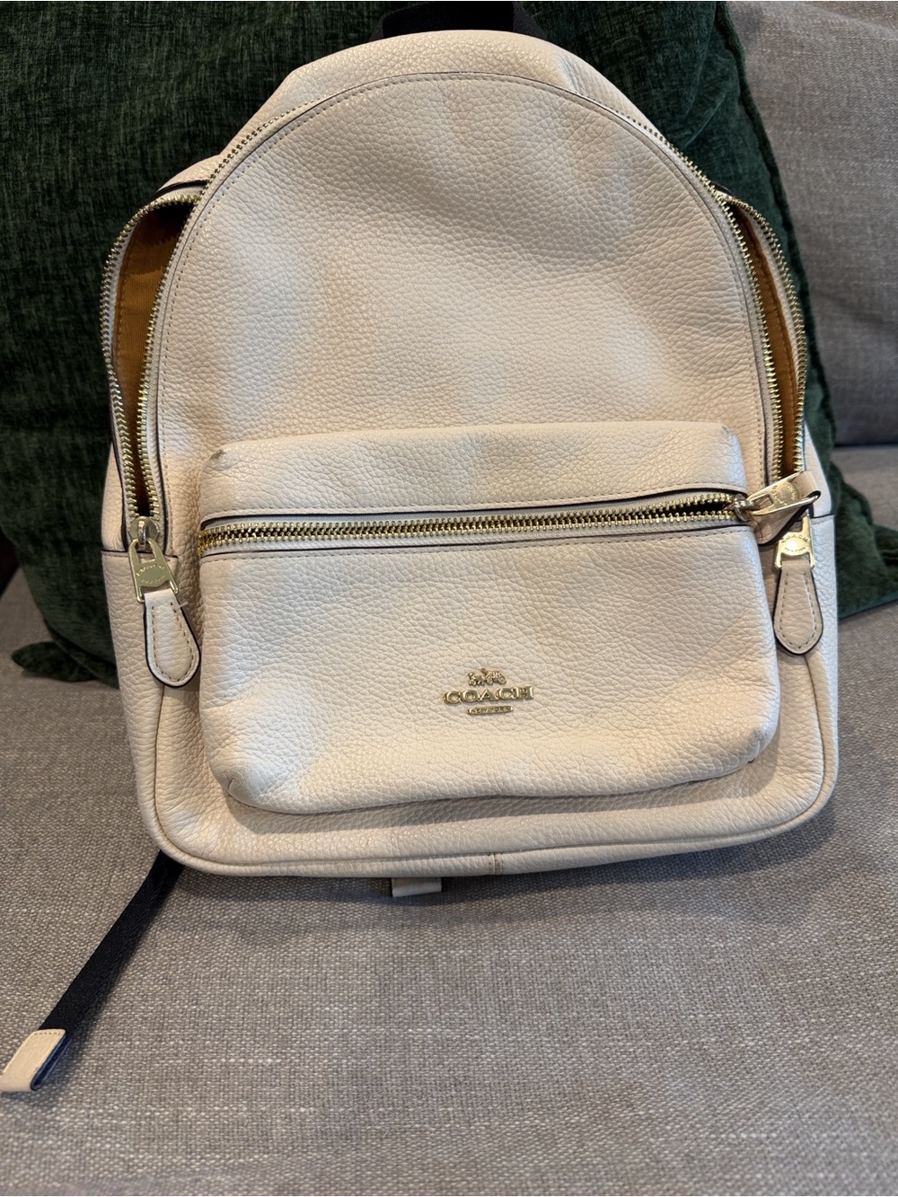 Coach Pebbled Leather Mini Backpack in White/Cream